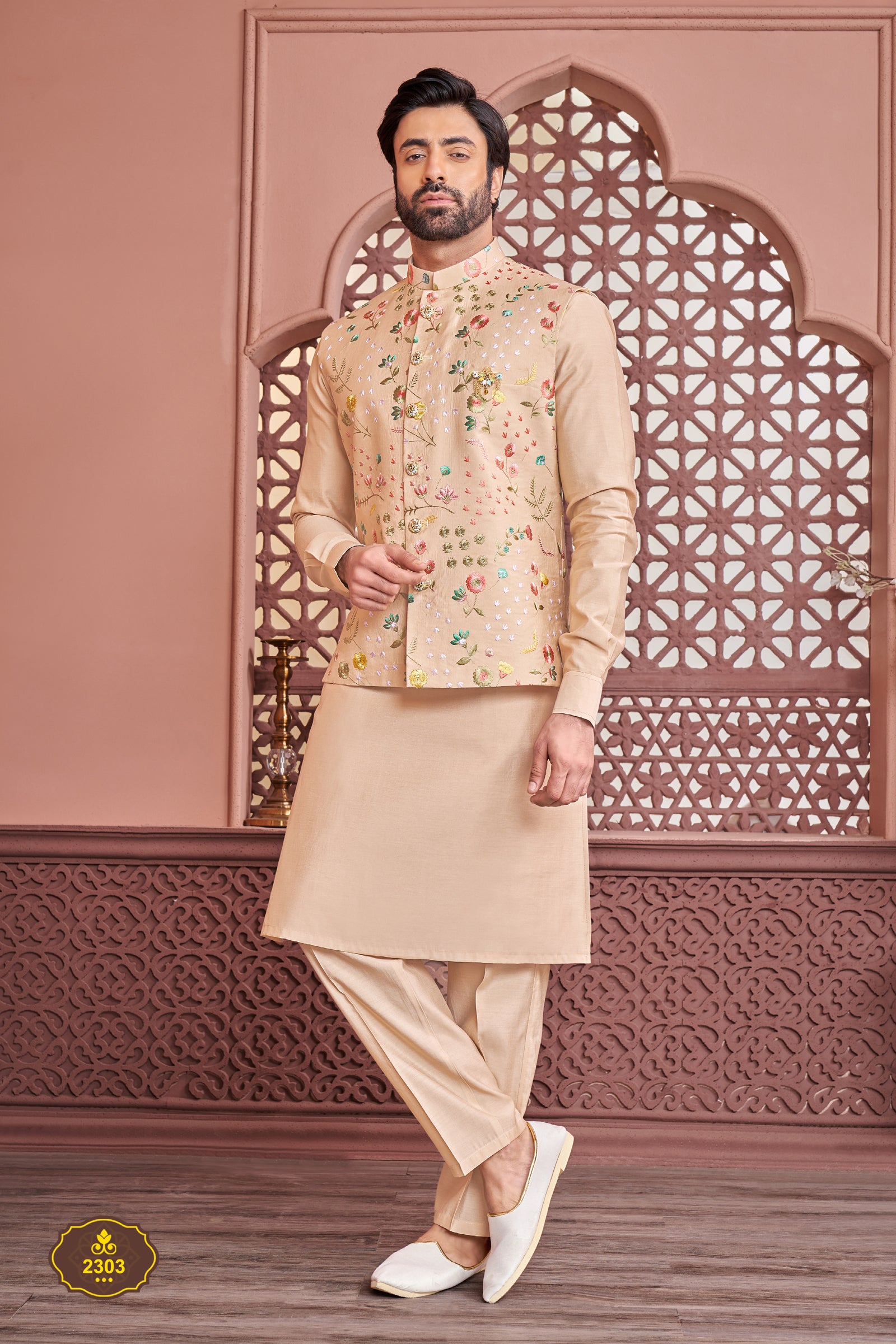 Indian Mens Clothing Eid Ramadan Wear Kurta Payjama Jacket Set India