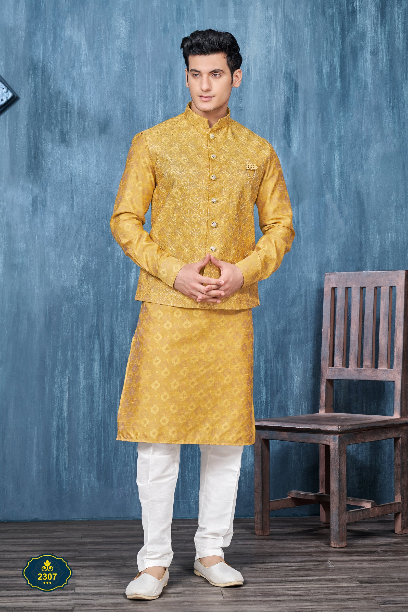 Indian Mens Designer Wedding Bollywood Party Wear Kurta Payjama Jacket Set India