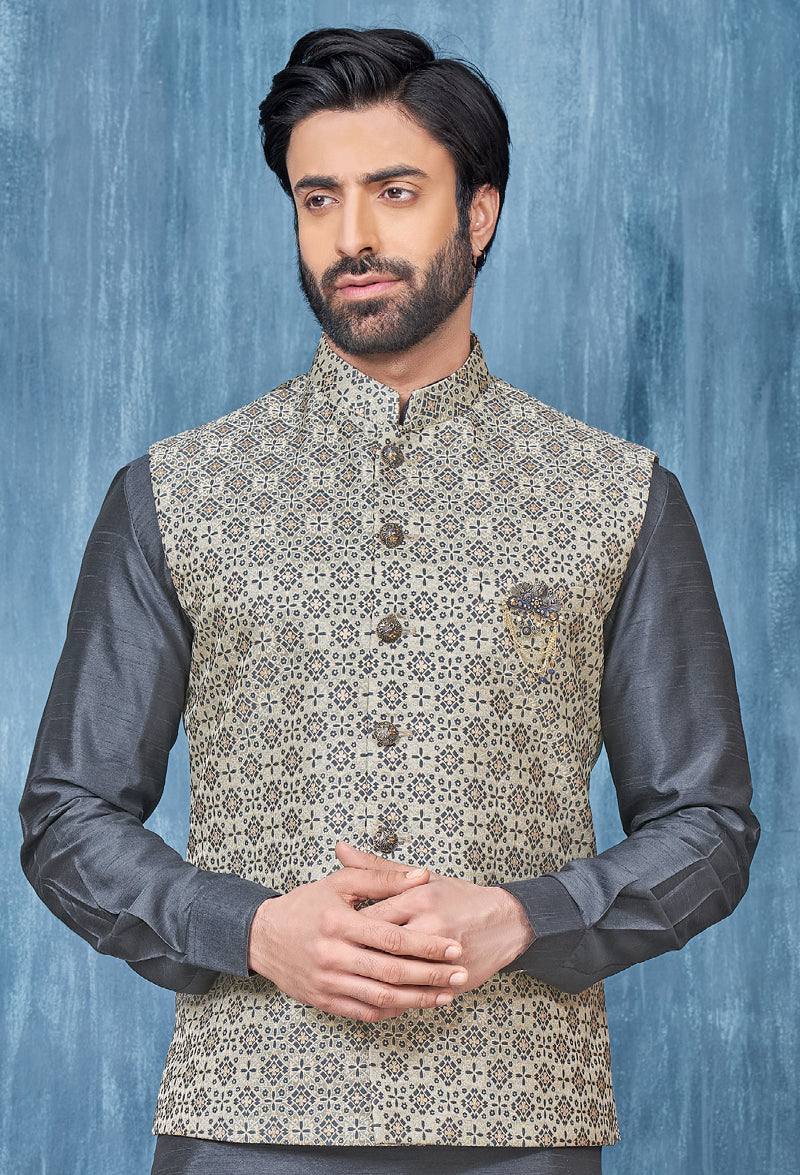 Indian Mens Wedding Bollywood Wear Traditional Kurta Payjama Jacket Set India