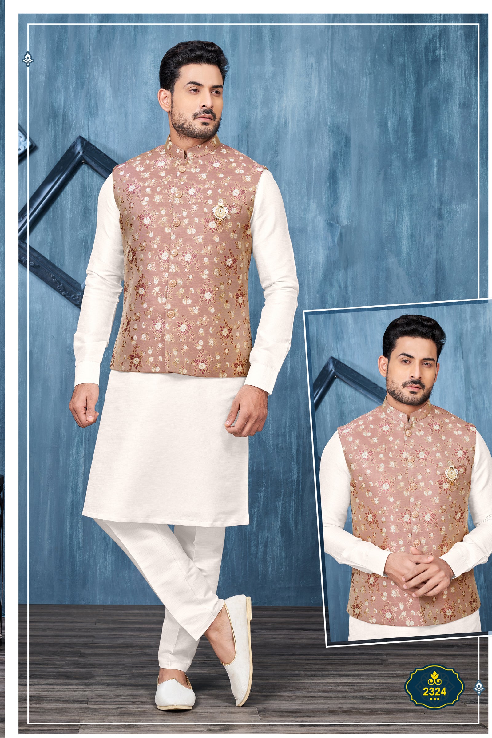 Mens Wedding Bollywood Party Eid Ramadan Wear Kurta Payjama Jacket Set
