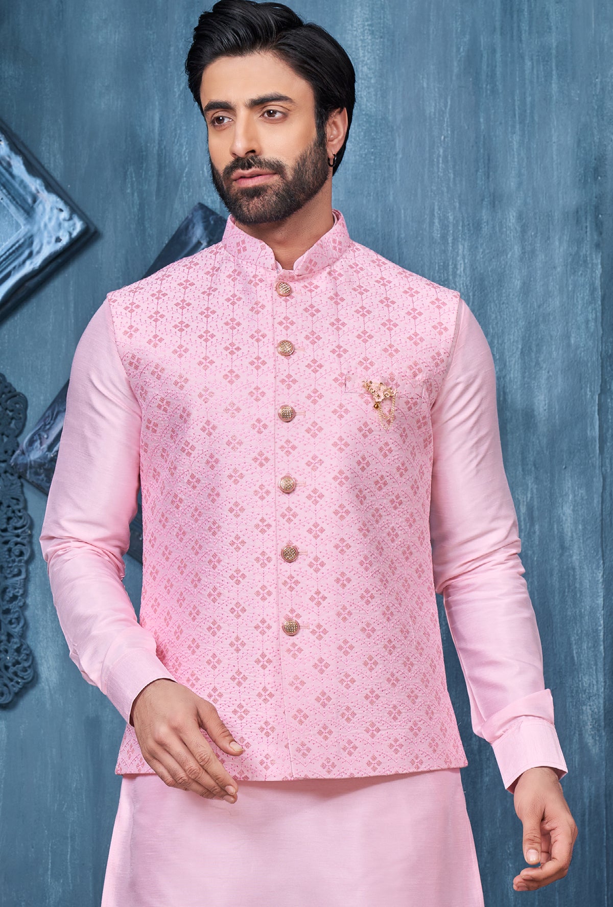 Indian Mens Wedding Eid Bollywood Wear Kurta Payjama Jacket Set India