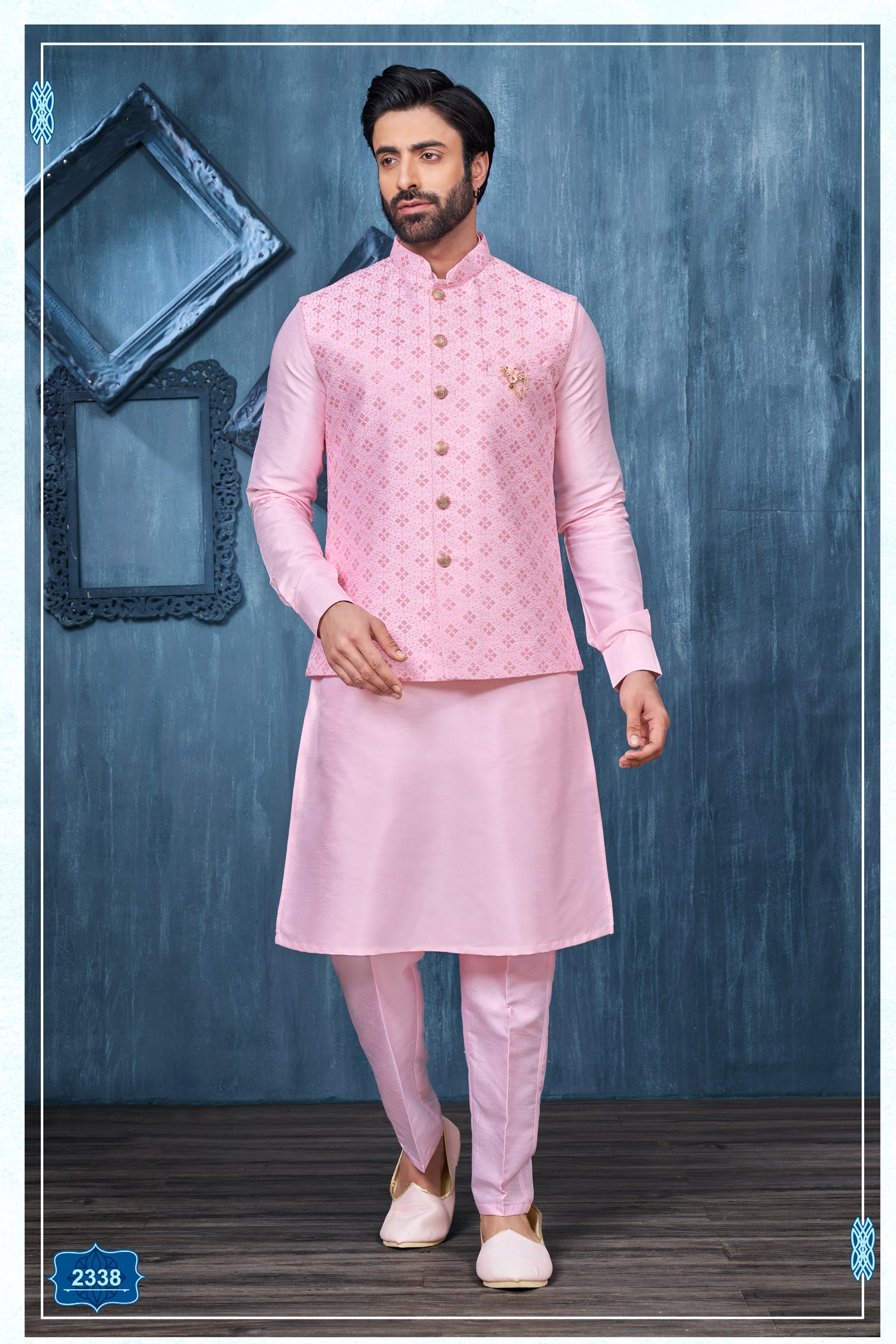 Indian Mens Wedding Eid Bollywood Wear Kurta Payjama Jacket Set India