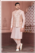Indian Mens Designer Wedding Wear Traditional Kurta Payjama Jacket Set