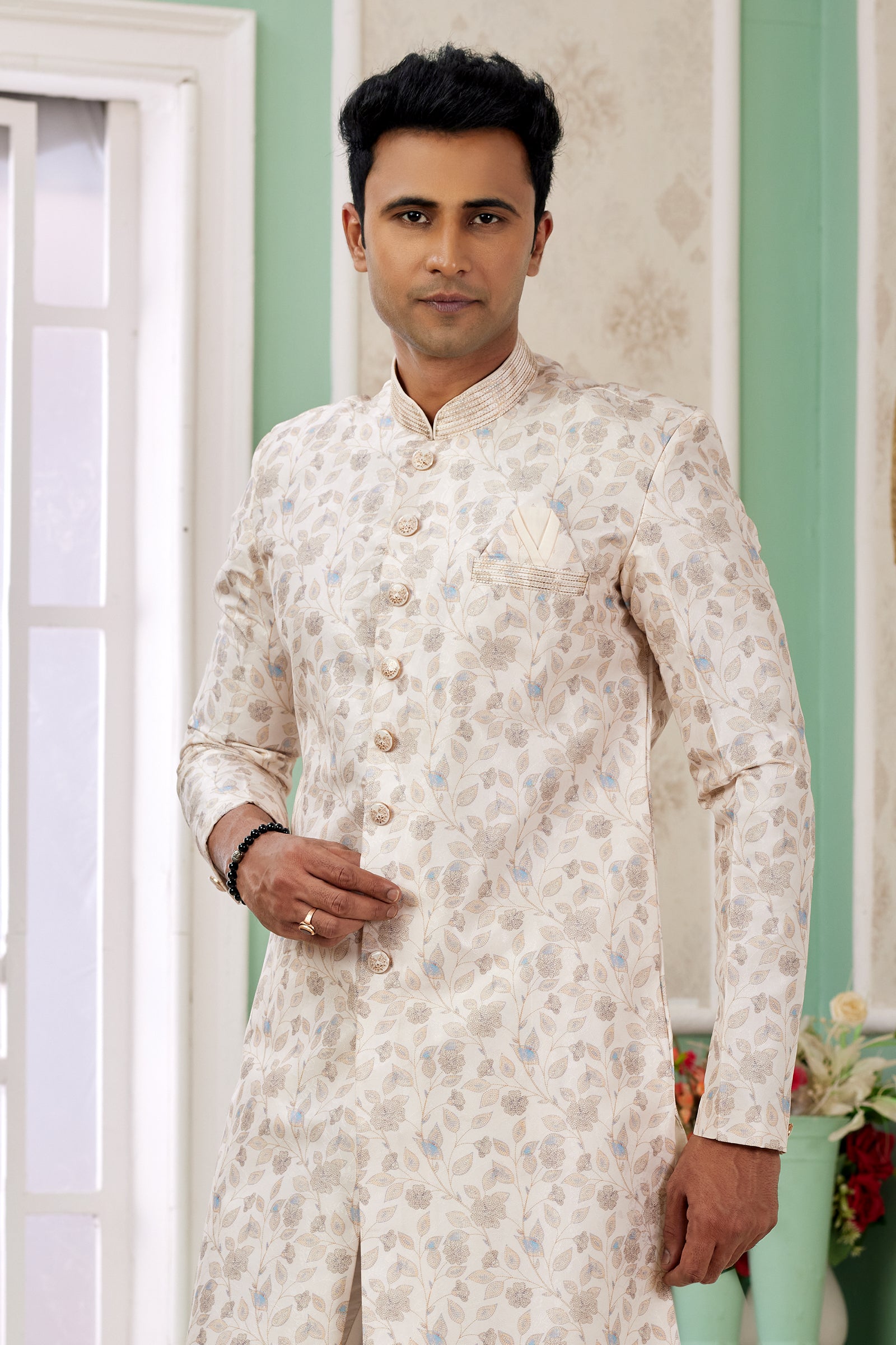 Indian Mens Eid Wedding Ethnic Wear Semi Indo Western Dress From India