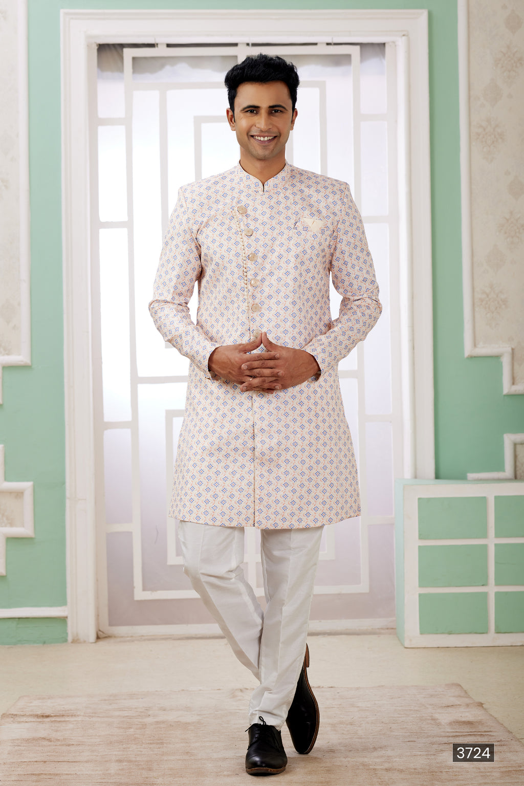 Indian Mens Designer Wedding Bollywood Wear Semi Indo Western Dress