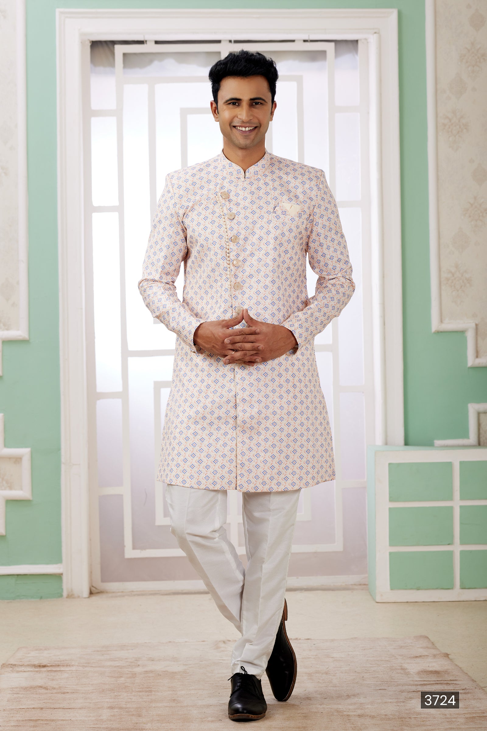 Indian Mens Designer Wedding Bollywood Wear Semi Indo Western Dress