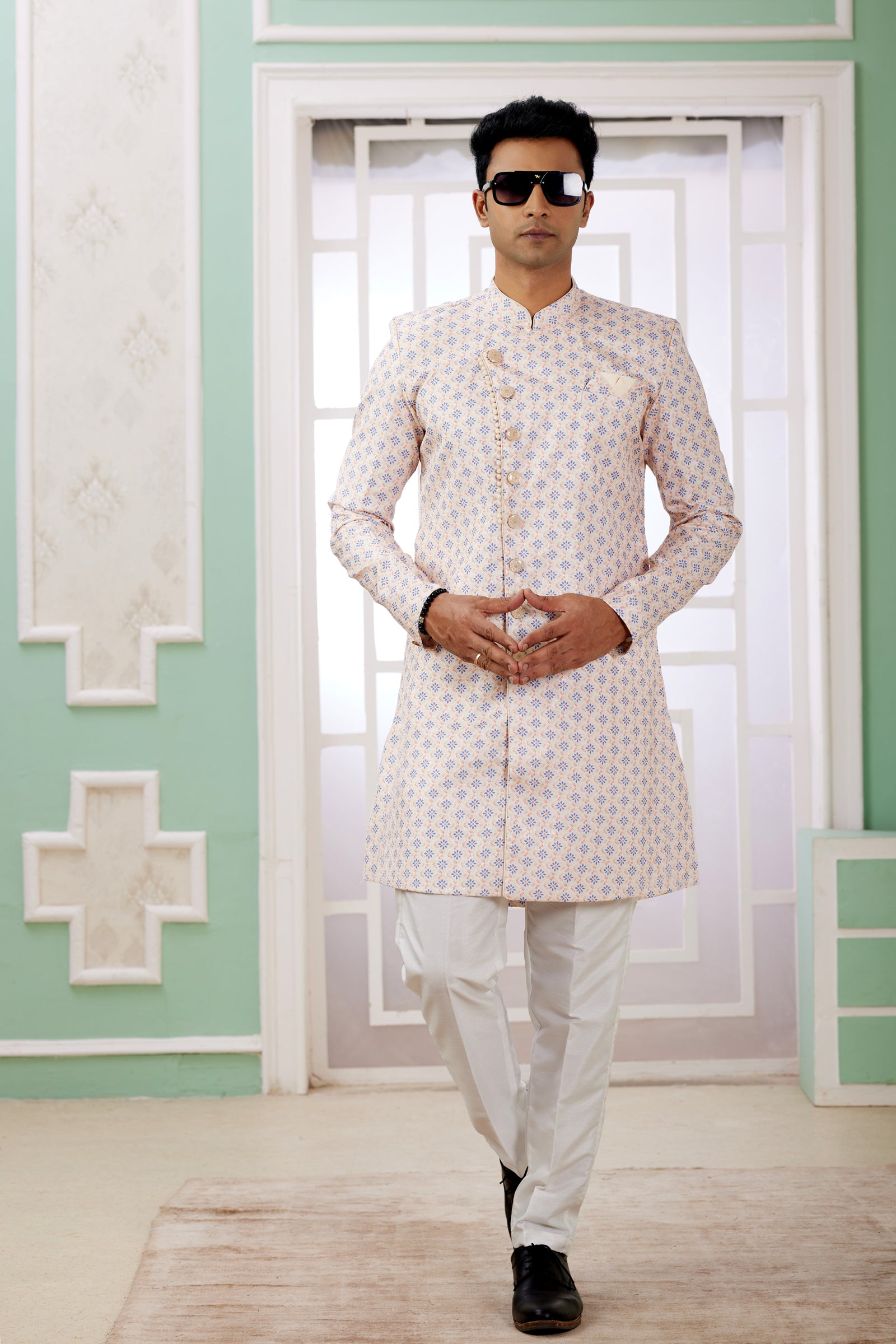Indian Mens Designer Wedding Bollywood Wear Semi Indo Western Dress