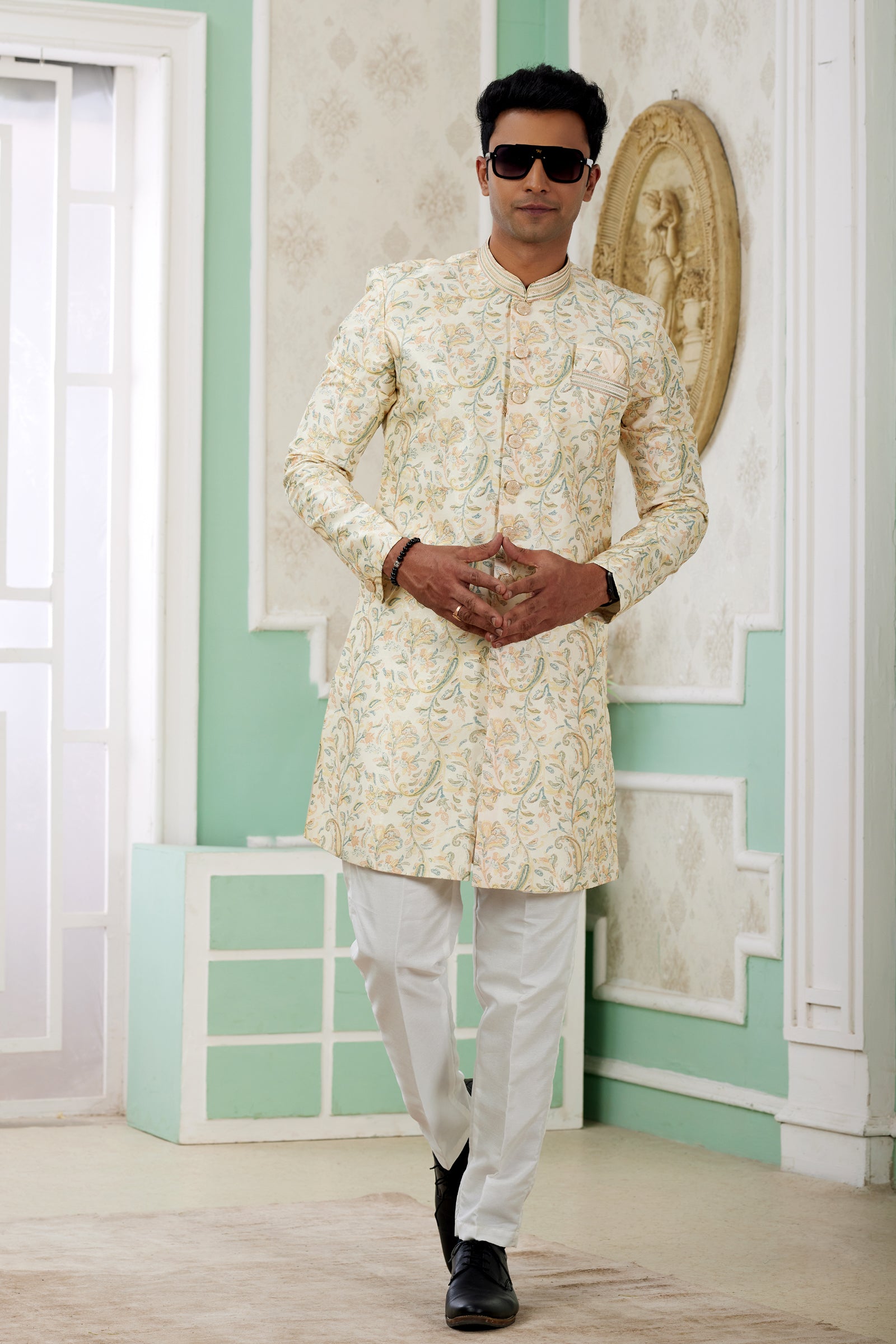Indian Mens Designer Eid Bollywood Wear Semi Indo Western Dress India
