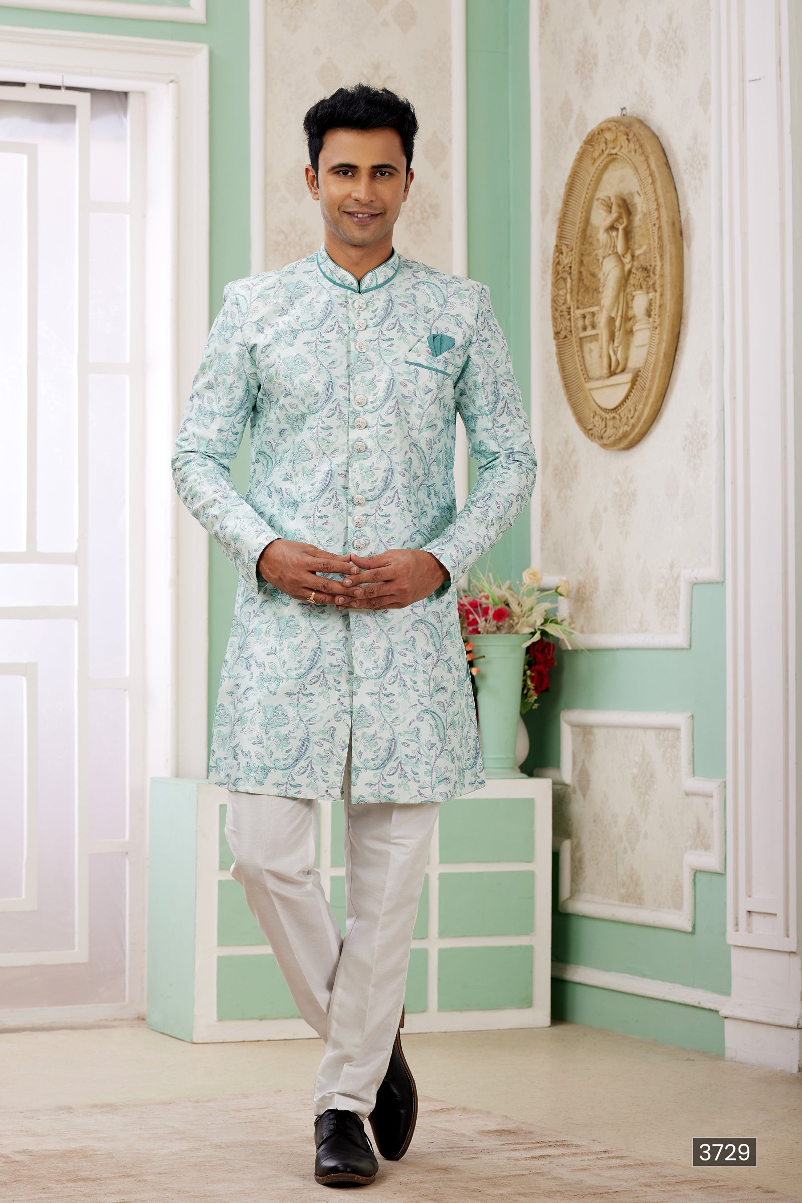 Indian Mens Designer Wedding Bollywood Wear Traditional Semi Indo Western