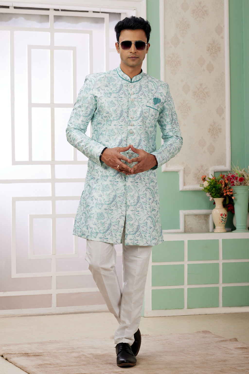 Indian Mens Designer Wedding Bollywood Wear Traditional Semi Indo Western