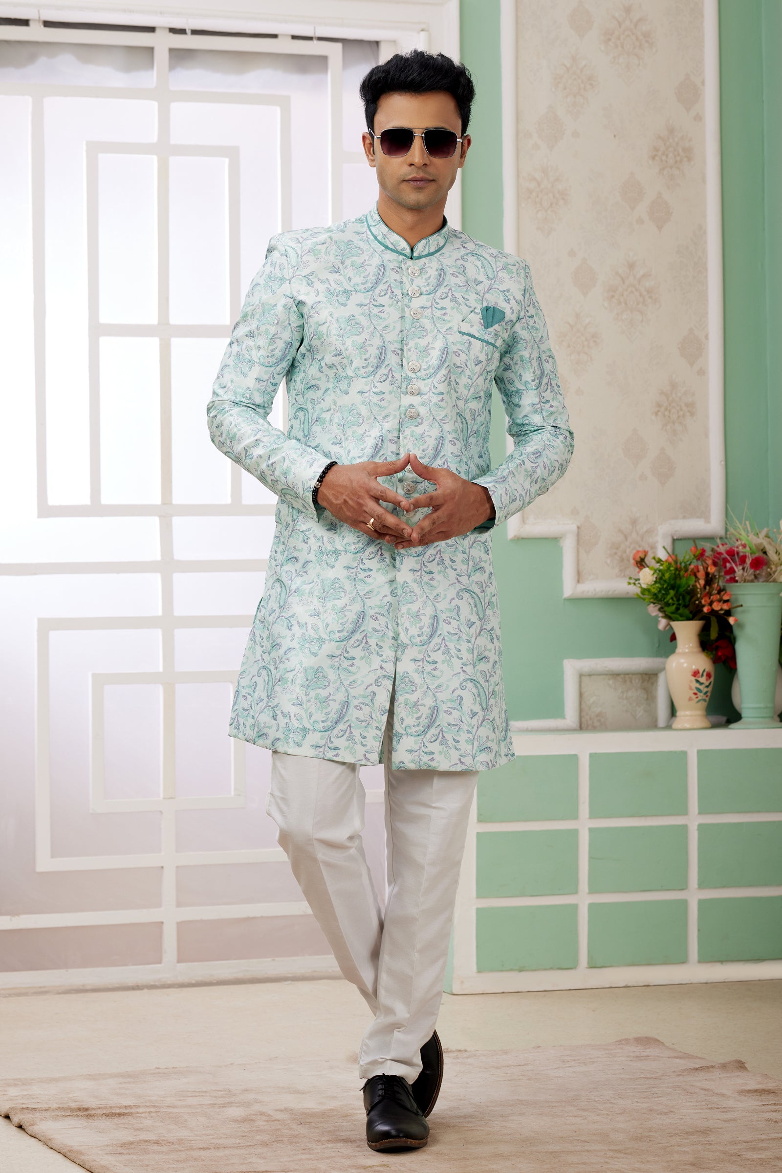 Indian Mens Designer Wedding Bollywood Wear Traditional Semi Indo Western
