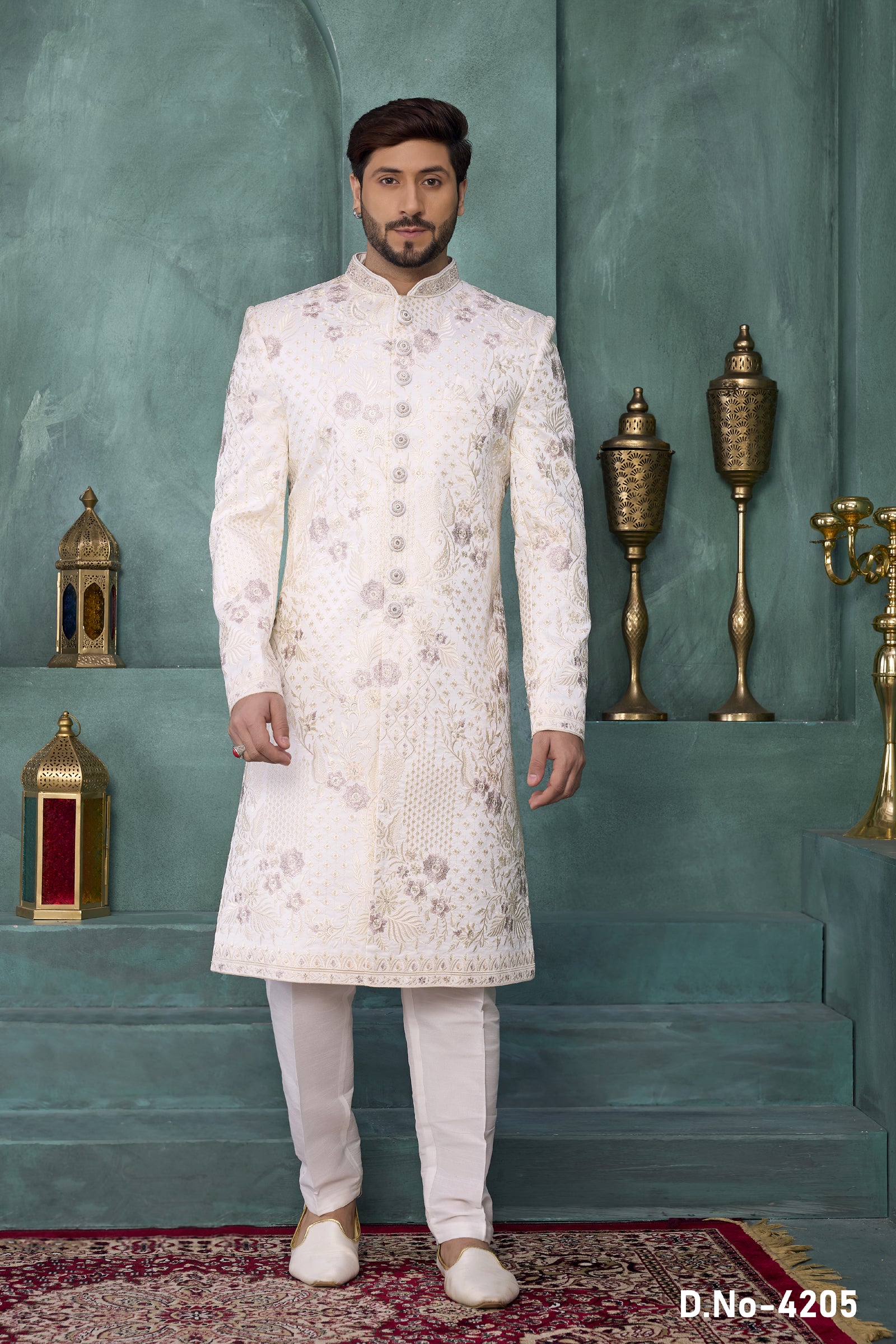 Indian Mens Designer Wedding Bollywood Wear Embroidered Sherwani