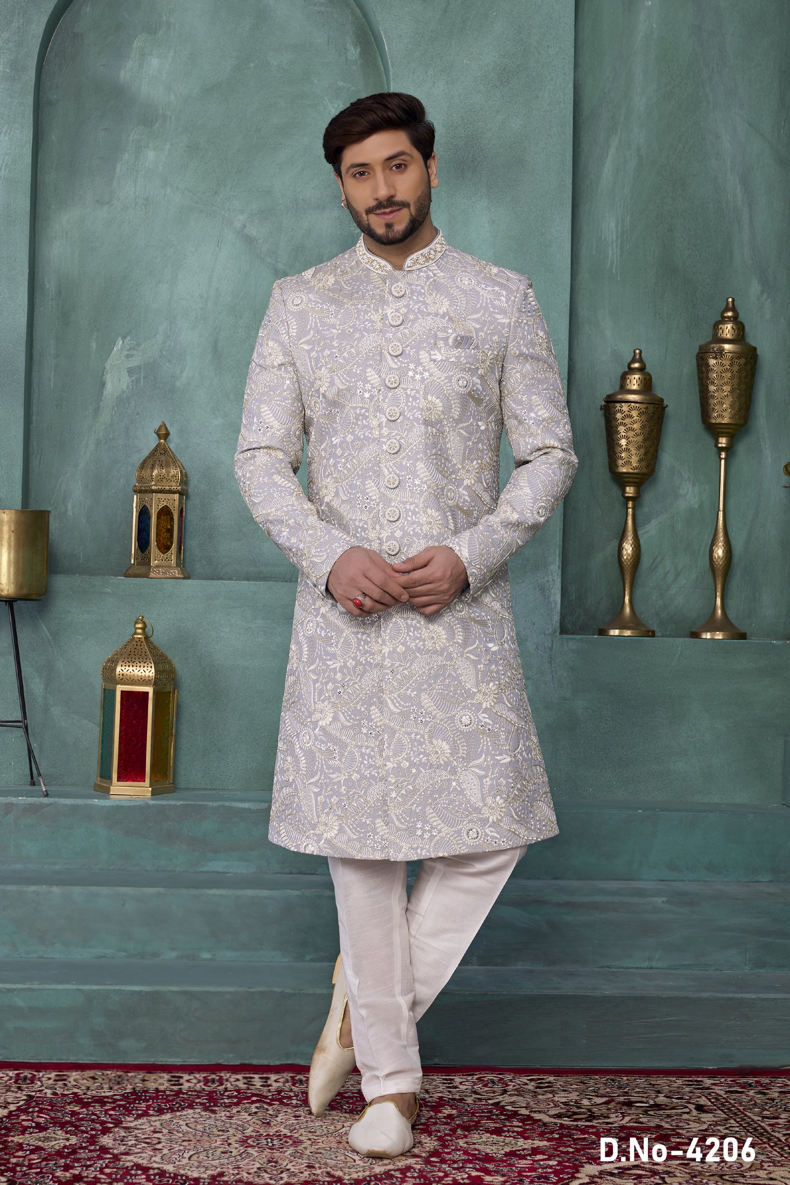 Mens Designer Wedding Bollywood Ethnic Wear Embroidered Sherwani
